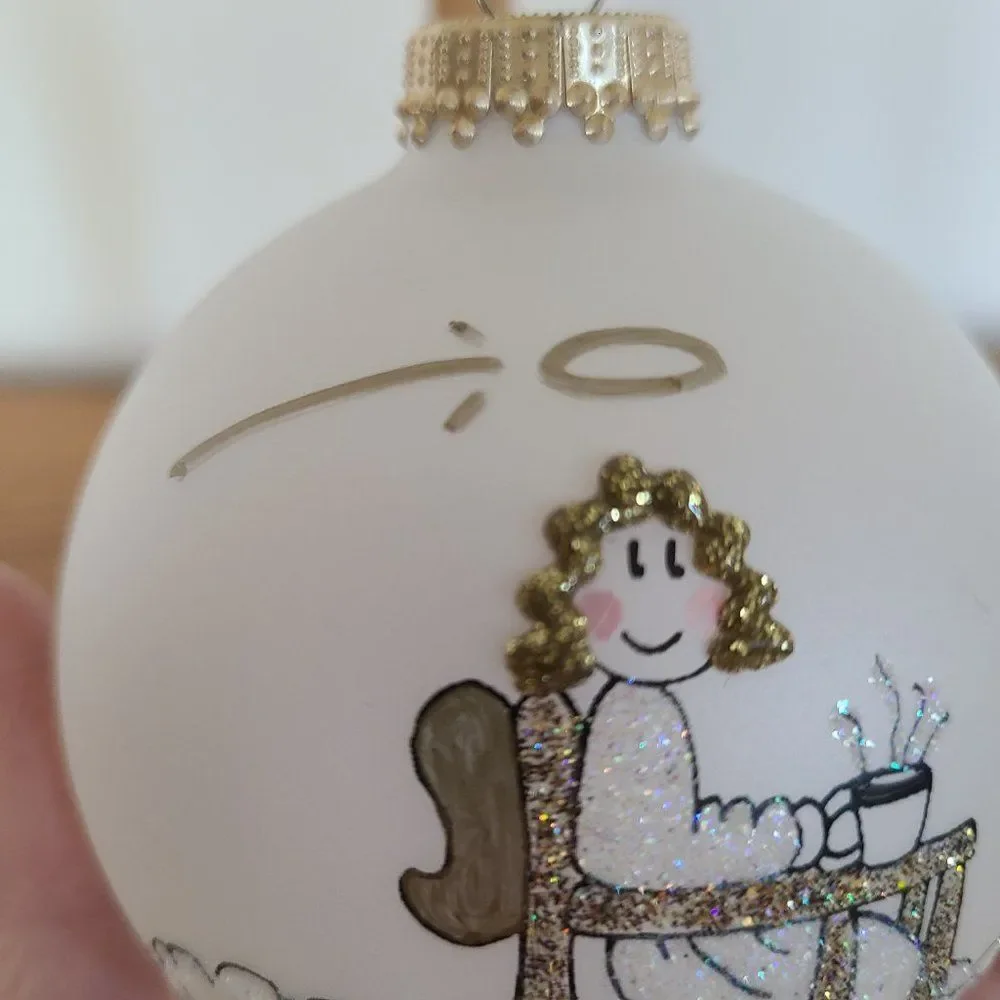 Teresa Thibault Too Blessed To Be Stressed Christmas Ornament Angel Hand Painted